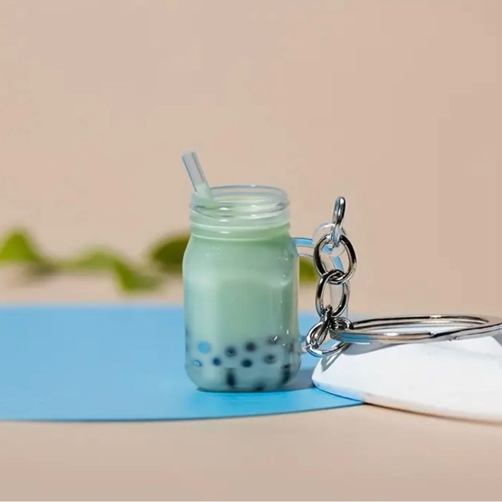Mint Green Bubble Tea Keychain